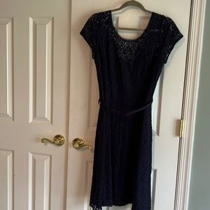 WHBM lace dress. Navy blue. Size 14. Great for a wedding or out to dinner!